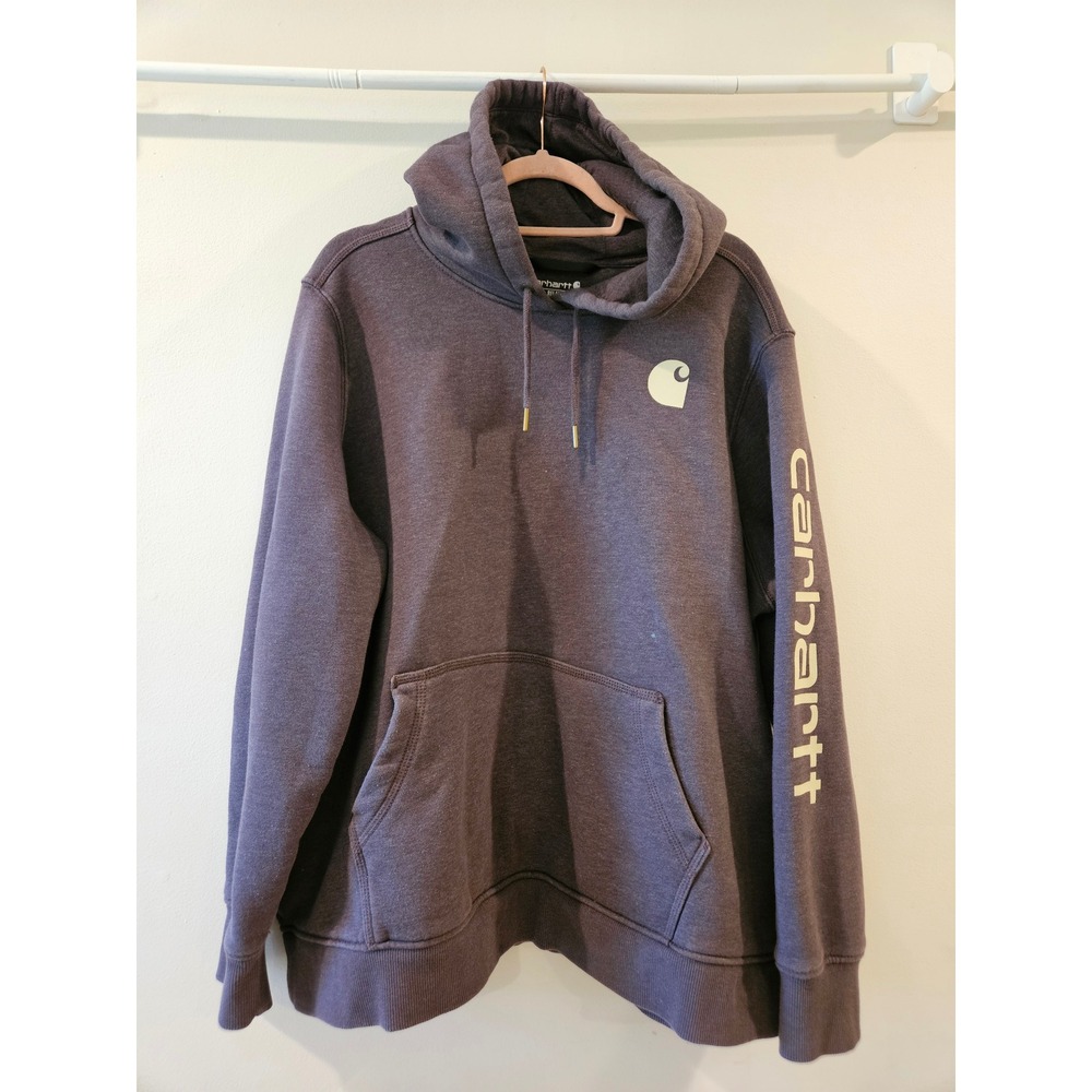 Carhartt Relaxed Fit Graphic Sleeve Hoodie Purple Gray Sweatshirt Mens 3X